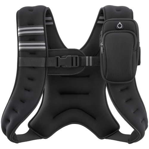 ZELUS Weighted Vest, 6lb/8lb/12lb/16lb/20lb/25lb/30lb Weight Vest with Reflective Stripe for Workout, Strength Training, Running, Fitness, Muscle Building, Weight Loss, Weightlifting, Black(12 lb)