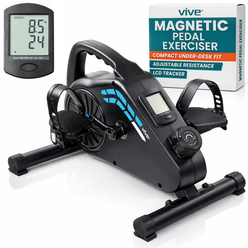Vive Under Desk Exercise Bike - Stationary Magnetic Pedal Exerciser - Seated Elliptical Leg Exerciser for Home & Office Workout - Foot Desk Stepper While Sitting - Indoor Fitness Machine