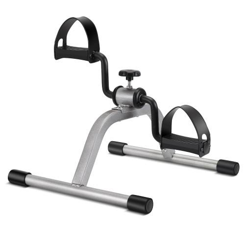 RYGEO Pedal Exerciser Mini Exercise Bike for Leg and Arm Recovery Exercise Lightweight and Portable Floor Bike(Silver)