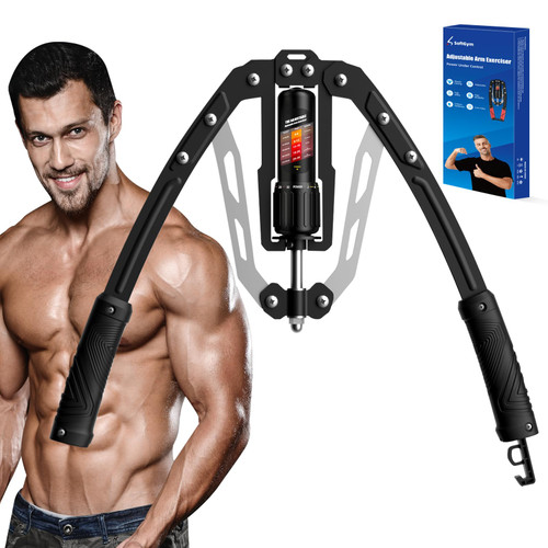 SoftGym Twister Arm Chest Trainer Exerciser Workout Equipment,Adjustable 22-470lbs Hydraulic Power,Home Chest Expander Machine,Home Gym Workout Equipment for Upper Body Strength Training-Black