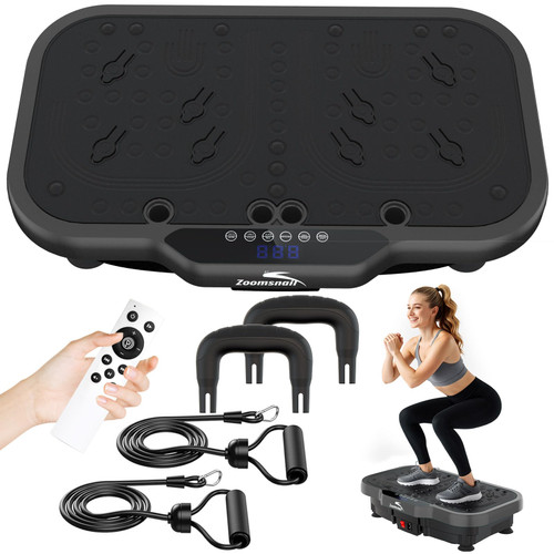 Zoomsnail Vibration Plate Exercise Machine, 8000 Vibrations/min Adjustable Fitness Platform, 400 Lbs Capacity Whole Body Workout Extra Large Size Platform with Bluetooth for Weight Loss, Women & Men