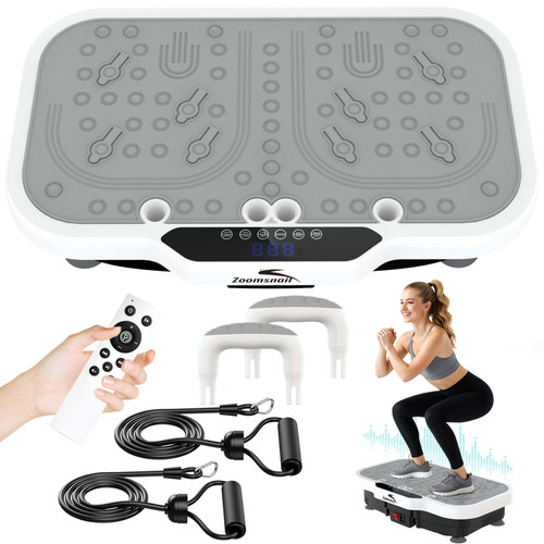 Zoomsnail Vibration Plate Exercise Machine, 8000 Vibrations/min Adjustable Fitness Platform, 400 Lbs Capacity Whole Body Workout Extra Large Size Platform with Bluetooth for Weight Loss, Women & Men