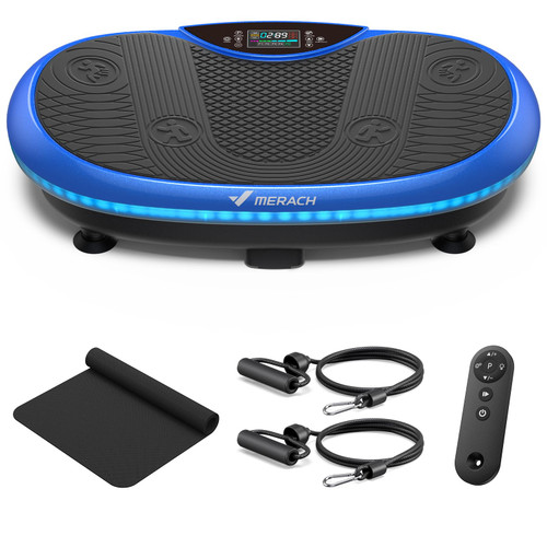 MERACH Vibration Plate Exercise Machine, 4D Whole Body Workout Vibrating Platform for Lymphatic Drainage Weight Loss Muscle Activation, Home Fitness Equipment with Bluetooth Light Pull Cord