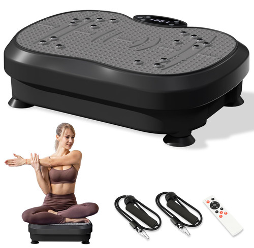 XIHEIMA Vibration Plate Exercise Machine for Lymphatic Drainage, Whole Body Fitness Workout Equipment Stand Shake Board Sport Gym for Weight Loss Fat Burner for Women Men (Black)