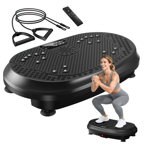 Vibration Plate Exercise Machine, Vibrating Fitness Platform for Lymphatic Drainage, Full Body Shaker Workout Equipment, Bluetooth Power Shaping Vibrate Plate, Board Sport for Home Exercise Gym, Black