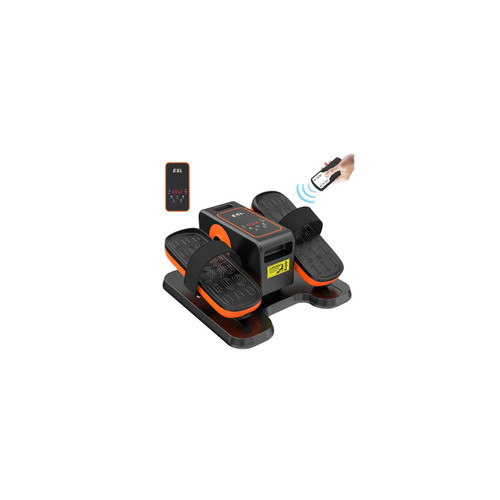ESL Under Desk Elliptical - Portable Leg Exerciser with Pedal Strap for Seniors, Compact Seated Elliptical with Remote Control, LCD Display Electric Elliptical (New Black Style with 2 Pedal Straps)