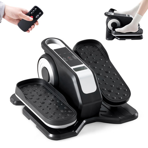 OLIXIS Under Desk Elliptical Machine, Portable Electric Seated Pedal Exerciser with Remote Control, 12 Adjustable Speeds, Manual & Auto Mode, Mini Ellipse Leg Trainer for Home & Office