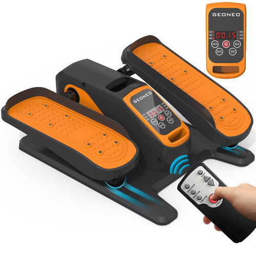 Under Desk Elliptical Machine, Electric Elliptical Exerciser for Senior, Quiet & Small Electric Seated Pedal Exerciser for Home with Monitor, Remote Control & 12 Adjustable Speeds (Orange-pro)