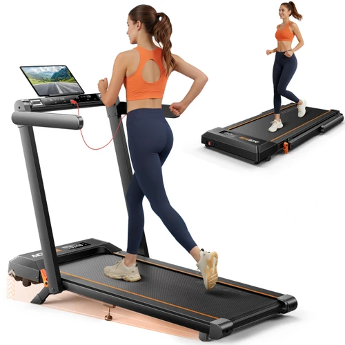 Acezoe Foldable Treadmill with 10% Incline and Handle Bar, 4 in 1 Foldabla Treadmills for Home, Under Desk Treadmill with 300LBS Capacity, Walking Pad with Speaker, APP/Remote Control