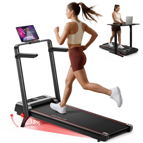 RHYTHM FUN Treadmill with Incline, Walking Pad with Handle Bar,300lbs Walking Pad with APP, Portable Folding Walking Treadmills for Home/Office with Low Noise