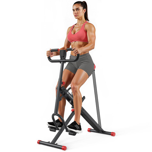 Squat Machine, MERACH R07 2 in 1 Squat Rowing Machine, Easy Setup & Foldable Exercise Equipment, Glute Trainer Machine, Glutes & Leg Home Workout Machine(Black Red)