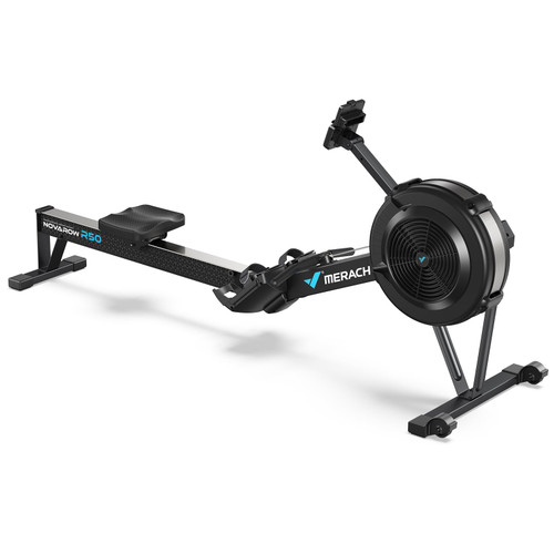 Merach Indoor Rowing Machine - Competition Monitor, Adjustable Air Resistance Rowing Machines for Home, Ergonomic Comfort Seat and Device Holder, Easy Storage, NovaRow R50 Pro
