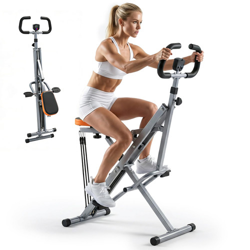 Simple Deluxe Squat Machine, 2 in 1 Squat Rowing Machine, Adjustable Resistance & 330LB Weight Capacity, Foldable Home Exercise Equipment, Glute& Leg Trainer Machine, Silver