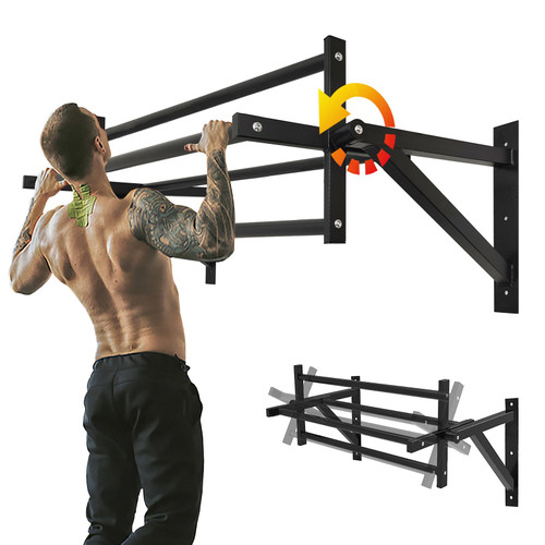 BESTHLS Wall Mounted Advanced Pull Up Bar, Heavy Duty Wall Mount Pull-up Chin Up Bar Multifunctional Home Gym Workout Indoor Exercise Equipment Support to 440 Lbs
