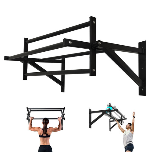 BDL Wall Mounted Rotating Pull Up Bar Speed Climbing Chin Up Bar Wall-Mounted Training Frame, Rotate or Fix Bar for Climbing Training Supports to 440 Lbs