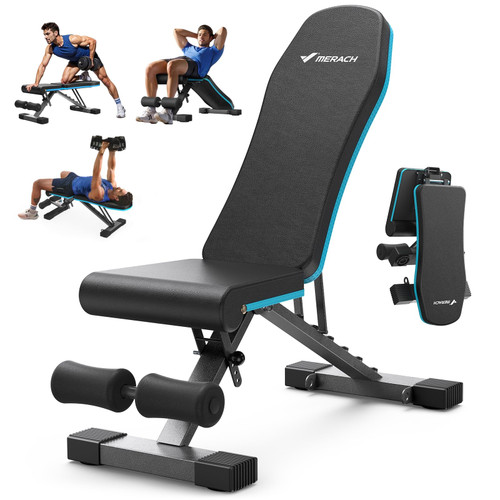 MERACH Weight Bench, Foldable Weight Benches for Home Gym with 990 LBS, Adjustable Weight Bench with 72 Training Angles, Incline Bench Press for Full Body