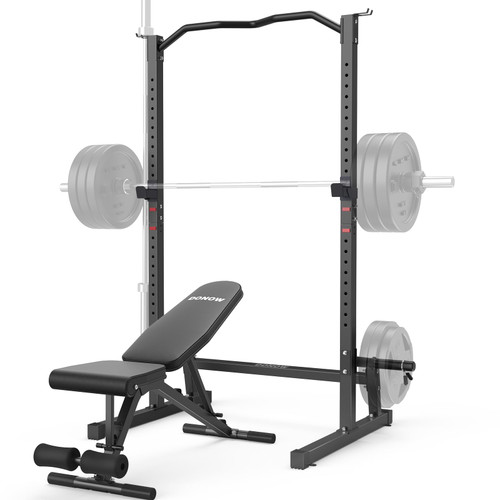 DONOW Olympic Weight Bench with Squat Rack Adjustable Workout Bench with Rack for Bench Press Sthrength Training (Red)