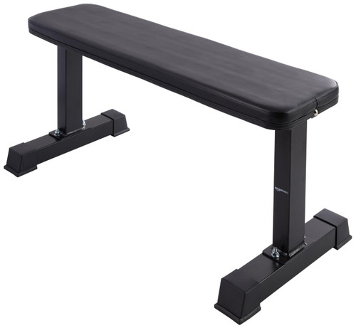 Amazon Basics Sturdy Flat Weight Bench for Home Gym, Strength Training, Stable Assembly, Black