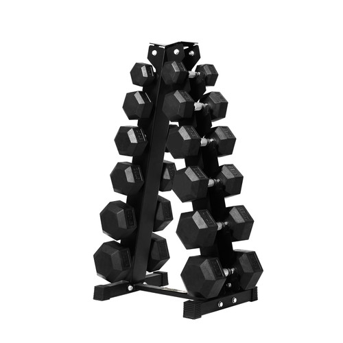 RITFIT Rubber Hex Dumbbells Set with Rack, 180-780LB Heavy-Duty Cast Iron Core, Knurled Chrome Handle, Space-Saving Storage Rack for Home Gym Strength Training