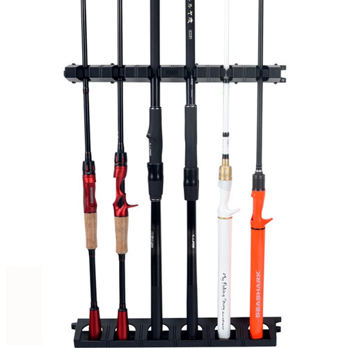 6 Ports All for Sea Fishing Rod Lure Rods Stand Bracket Fish Gear Exhibition Safe Storage Tools Vertical Wall Fixed 