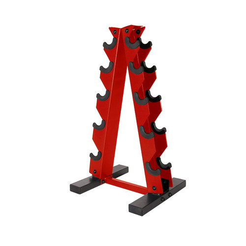 CAP Dumbbell Rack for Home Gym, 5-Tier Hex Dumbbell Weight Rack Stand, Heavy-Duty Steel Space-Saving Storage Rack, Red, Holds 5-25lb Pairs, 150lb Capacity