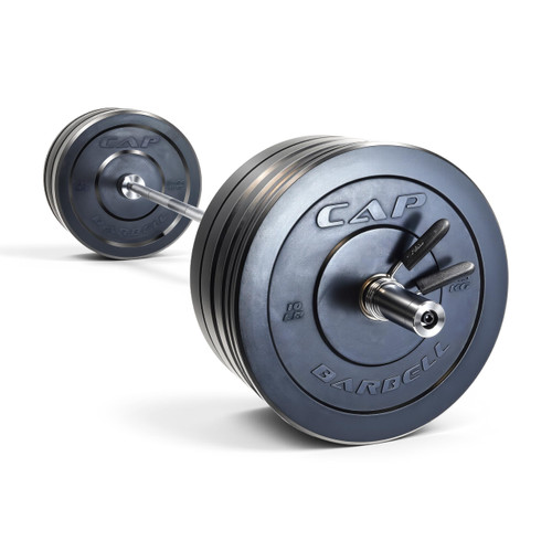 CAP Barbell 260 lb Elite Olympic Weight Set with 7ft Chrome Barbell & Black Bumper Plates