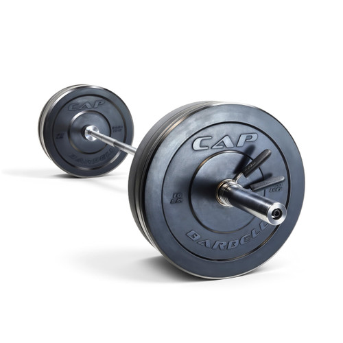 CAP Barbell 160 lb Elite Olympic Weight Set with 7ft Chrome Barbell & Black Bumper Plates