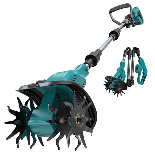 Cordless Tiller Cultivator Compatible with Makita 18V Battery, Ecarke 450RPM Brushless Garden Rototiller,48 Steel Tines, 9" W×6.3" D,Foldable Soil Tilling Tool for Garden Lawn Landscaping (Tool Only)