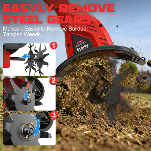 Cordless Tiller Cultivator Compatible with Milwaukee 18V Battery, Ecarke 450RPM Brushless Garden Rototiller,48 Steel Tines, 9"W×6.3"D,Foldable Soil Tilling Tool for Garden Lawn Landscaping (Tool Only)