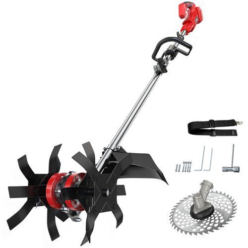Cordless 2-in-1 Tiller Cultivator & Weed Wacker Compatible with Milwaukee 18V Battery (Tool Only), Ecarke Brushless Electric Garden Tiller Weed Eater, 9" Tilling Width 9.4" Depth for Soil Cultivation