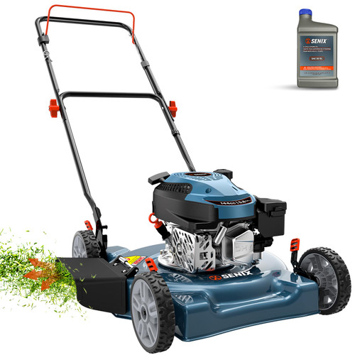 SENIX 144 cc Gas Lawn Mower, 20 inch 4-Cycle Push Mower, Side Discharge, 5 Position Cutting Height Adjustment, Low Noise & Fuel-Efficient for Lawn, Yard and Garden (LSPG-L5)