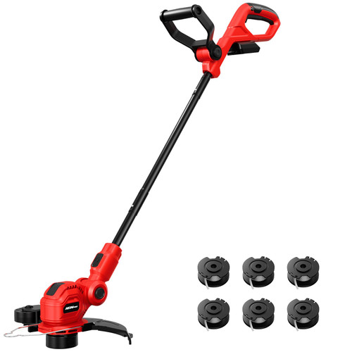 HEINPRO Cordless String Trimmer Compatible with Milwaukee M18 Battery, 12" Electric Weed Wacker, Auto Line Feed, Weed Eater Battery Powered Grass Trimmer, w/ 6 Line Spools, Red (Tool Only)