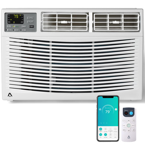 12000 BTU Window AC Unit - 115V Wi-Fi Enabled Air Conditioner for 550 Sq.Ft Rooms Fast Cooling Window Mounted with Remote Perfect for Apartments, Living Room Office