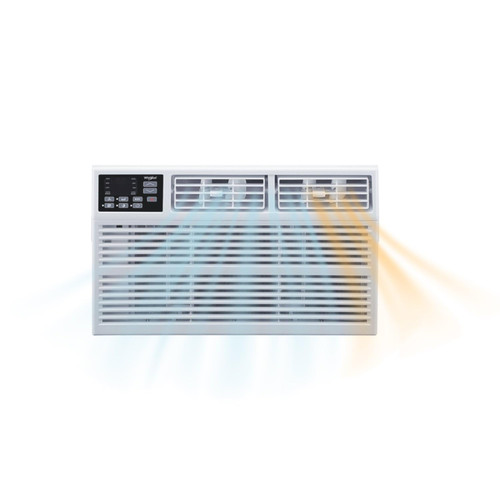 Whirlpool 8,000 BTU Window Air Conditioner with Supplemental Heat, Window Mounted AC Unit with Heater for Apartment, Living Room, Bedroom, Rooms up to 350 Square Feet