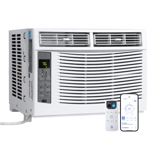 6000 BTU Window Air Conditioner with WiFi, Cools up to 250 Sq. Ft., Energy Saving Window AC Unit with Remote & App Control & Timer Function & Easy Install Kit, Perfect for Small Bedroom, Living Room