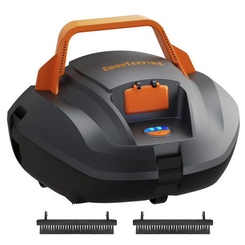 Coasteering Planet Edge Pool Vacuum for Above Ground Pool, 120-Min Runtime, Powerful Dual-Motor, Adjustable Cleaning Path, Cordless Robotic Pool Cleaner for Flat Pools Up to 850 Sq.ft, Deep Grey