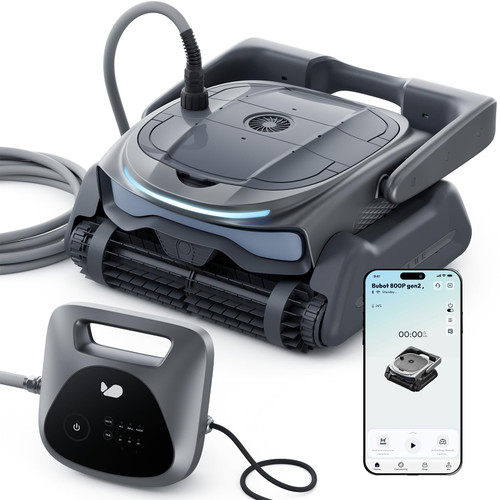 (2026 New) BUBLUE Bubot 800P Gen2 Robotic Pool Vacuum,Cleans Floor/Wall/Waterline/Shallow Area,Powerful Suction Pool Cleaner,Smart Navigation,App Control & Scheduling for Pools up to 1,076 Sq.Ft.Grey