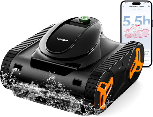 iGarden Robotic Pool Cleaner KN Series, 5.5-Hour Runtime, Smart 3D Navigation, Full-Inverter Energy-Saving Tech, Cleans Floor, Wall & Waterline, for Above-Ground & Inground Pool