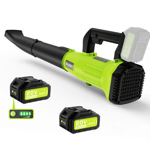 Cordless Leaf Blower for Small to Medium Yards - 2×4Ah Batteries, Lightweight Battery Powered Leaf Blower with 7-Speed Control & 2 Tubes for Patio, Driveway, Light Debris
