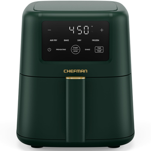 Chefman Air Fryer – 4-in-1 Slim 3.5 QT Airfryer, Air Fry, Bake, Dehydrate, Frozen, 450°F Max Temp for Extra Crispy Results in Minutes, Nonstick Ceramic Coating, Dishwasher-Safe Accessories - Green
