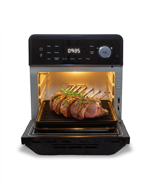 Nuwave 2026 Air Fryer Oven & Grill Comb, Plug-in Powered Grill Plate for True Char Flavor & Marks, 2-Layer Glass Door, Cooler Exterior, 150 Presets, Temp Probe, 500°F, Stainless Steel, 700/1500/1800W
