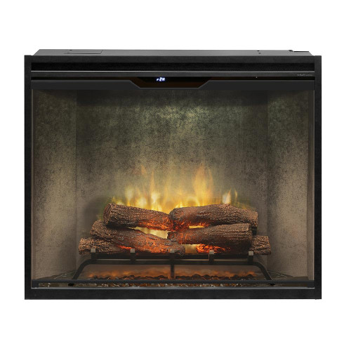 36 Inch Tall Built-in Electric Firebox - Natural Concrete Background - Includes Realistic Faux Logset