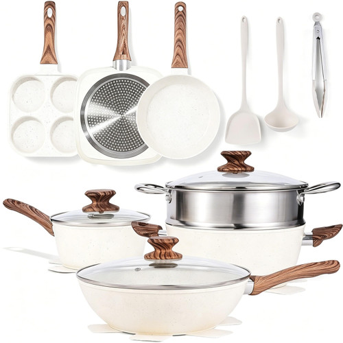 HealSmart 17Pcs Ceramic Cookware Set