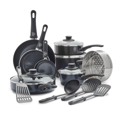 GreenLife 16 Piece Nonstick Cookware Set, Soft Grip Non-Toxic PFAS-Free Ceramic Pots & Pans