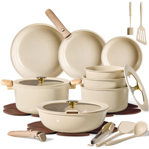 CAROTE 25PCS Ceramic Cookware Set