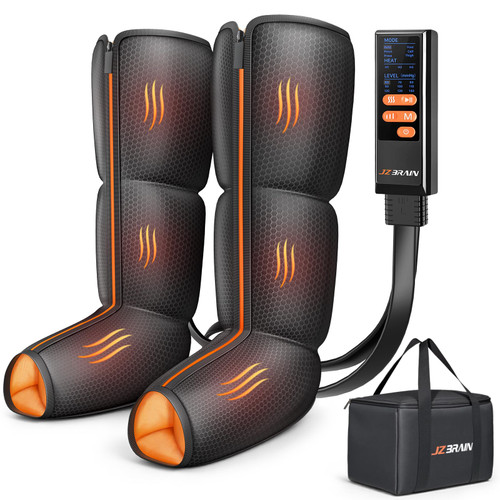 JZBRAIN Leg Compression Massager with Heat for Circulation, Pain Relief | Foot and Calf Massage Therapy, 9 Intensity, 6 Modes