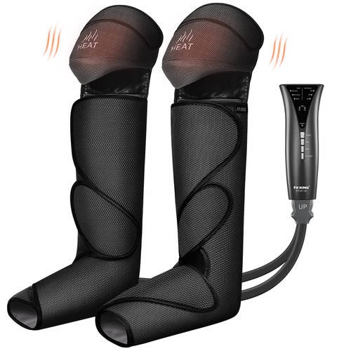 FIT KING Air Compression Foot and Leg Compression Massager for Circulation and Pain Relief with Knee Heating Therapy