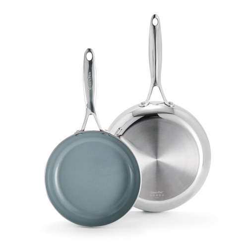 GreenPan Valencia Pro Tri-Ply Stainless Steel 8” & 10” Frying Pan Skillet Set