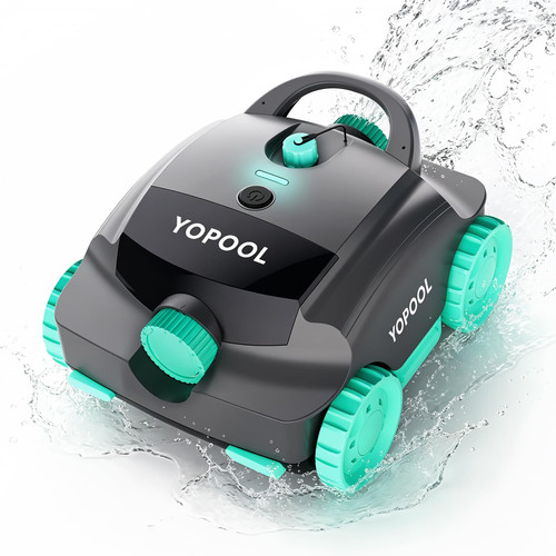 YOPOOL Cordless Robotic Pool Cleaner, Dual-Layer Filtration,Powerful Obstacle Crossing, Enhanced Edge & Corner Cleaning,100-Min for Above-Ground