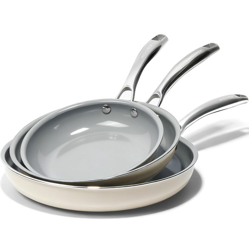 Ceramic Nonstick Frying Pan Set, 3 Pack 8/9.5/11 Inch Skillets, PFAS-Free Non Toxic Pans for Cooking